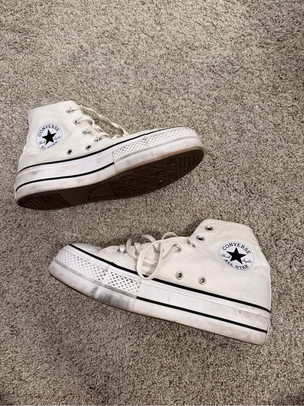 Converse White High Top Platform Sneakers